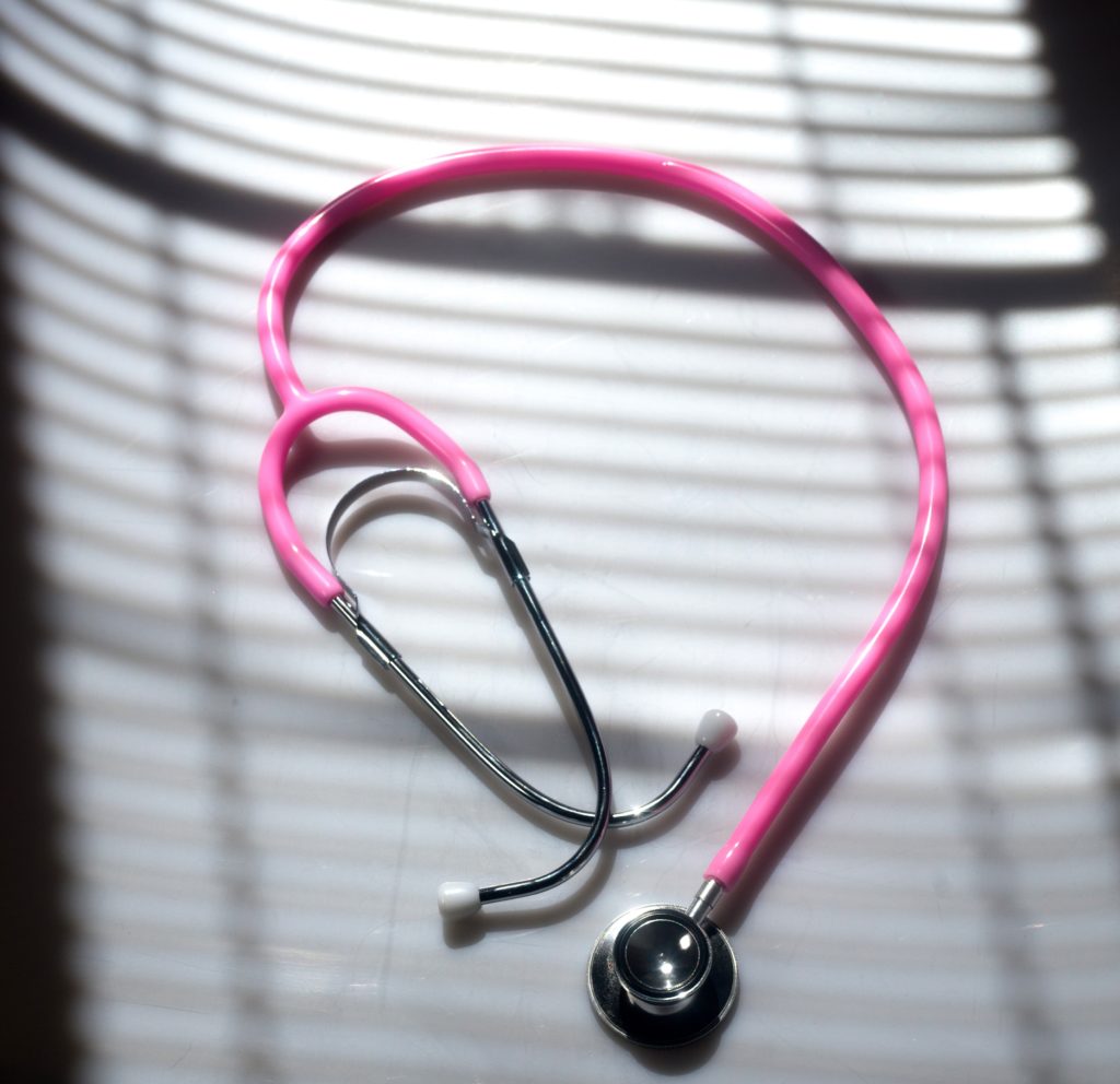 A pink stethoscope. 