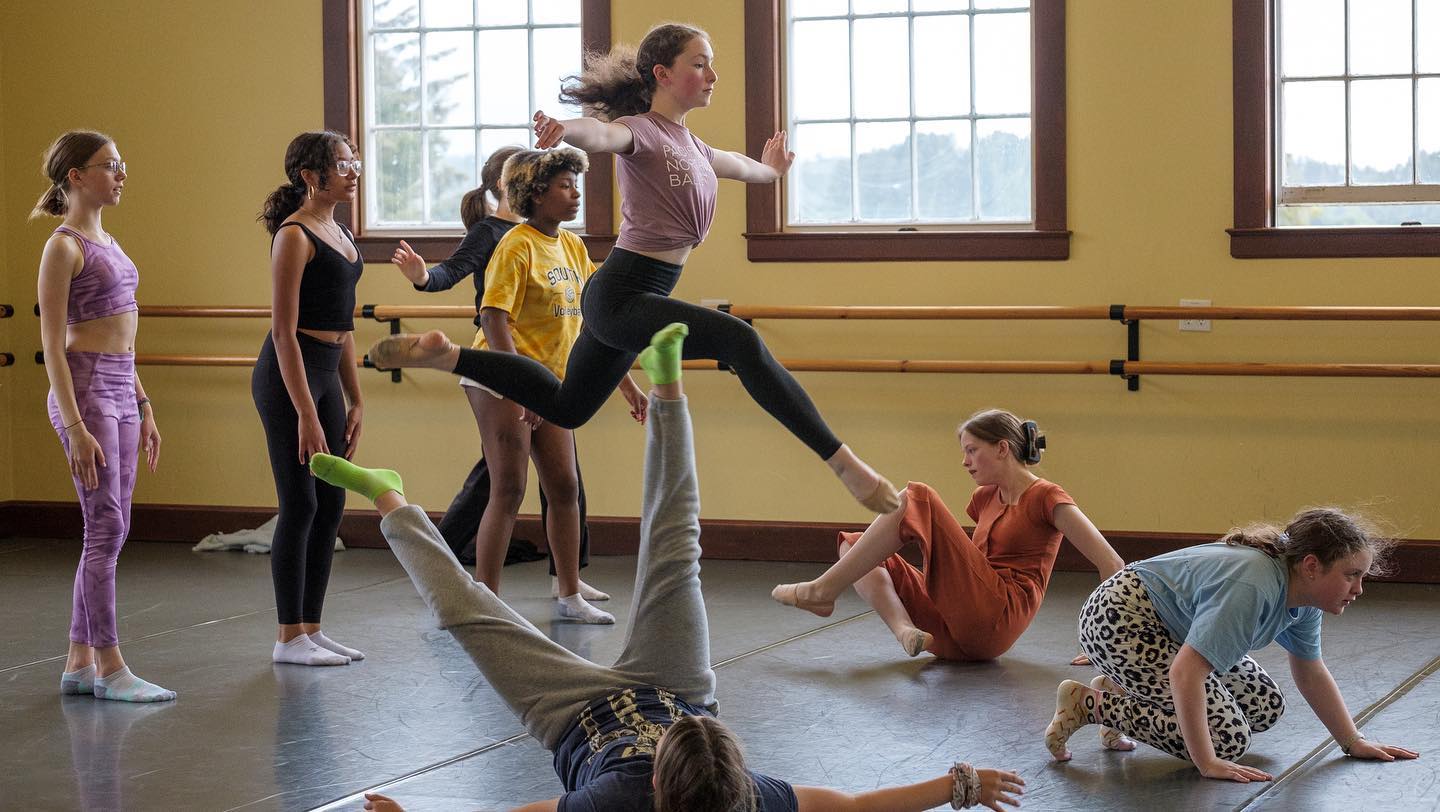 A group of dancers practicing at the Sitka Fine Arts Camp