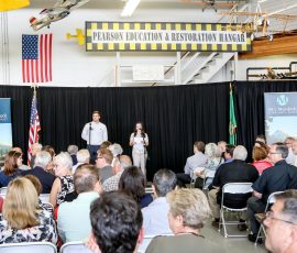 Interns Stuart Gillen and Grace Packer kicking off the program